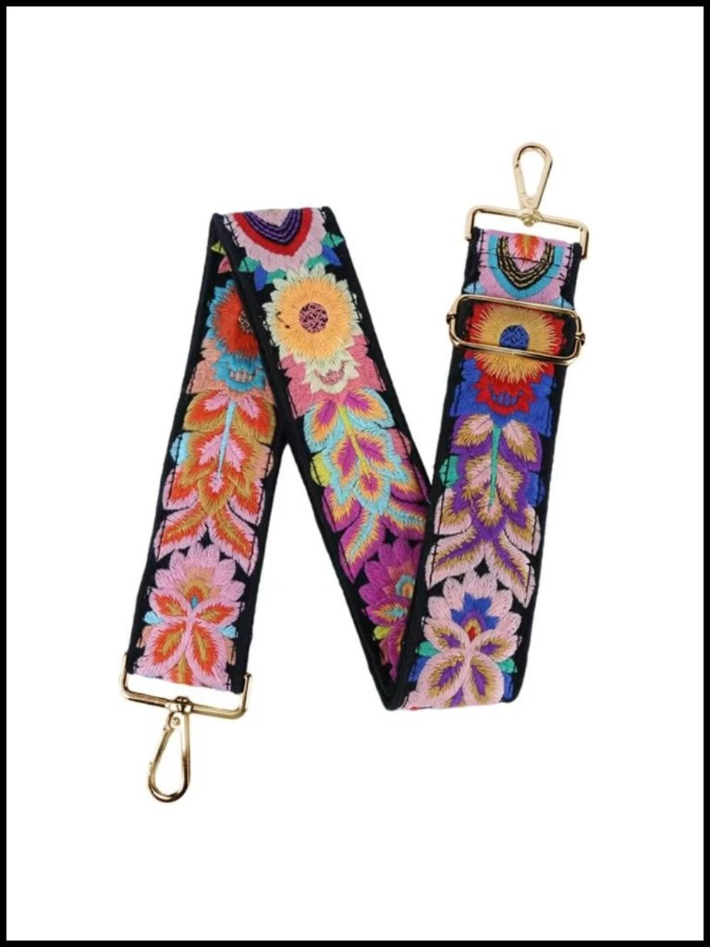 Embroidery Flower Purse Strap Adjustable 2 Inch Wide Crossbody Replacement